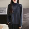 Suéter de cuello alto de lana pura 100% con cuello distintivo, camisa base para mujer, suéter grueso de estilo occidental de alta gama para otoño e invierno.