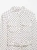 Camisa de Mujer Amazon con Lunares, Atada al Cuello, Cuello Alto, Ceñida a la Cintura, Estilo Corto, Mangas Largas, Top de Diseño Estilo Francés