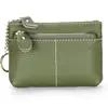 Nuevo Monedero Multifuncional Simple para Mujer, Estilo Mini Corto, Estilo Horizontal Verde, Bolsa de Almacenamiento con Llavero de Doble Cremallera, Versátil