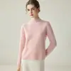 Nuevo Suéter de Cachemir 100% Puro para Mujer Otoño/Invierno, Cuello Semi Alto, Manga Larga, Corte Ajustado, Jersey de Punto