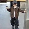 Chaqueta de Cuero Nueva Estilo Motociclista Fresca de Moda para Niños Primavera y Otoño 2026 Chaqueta de Cuero de Otoño para Niños Ropa de Otoño para Bebé Niño