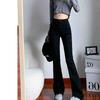 Jeans Slair Negros para Mujer 2024 Nueva Llegada Pequeños Ajustados Adelgazantes Retro de Cintura Alta Pantalones de Boca de Campana
