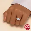 Nuevo anillo de plata de ley S925 con fila de diamantes, flor Aobao, turquesa, moda, personalidad, diseño retro de nicho, anillo para el dedo índice, anillo de cola
