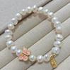 Pulseira Feminina Ins Estilo Coreano Pérola de Água Doce Cristal Único Fecho Borboleta Esmaltado Aba Dourada Antiga