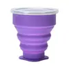 Taza de viaje portátil plegable de silicona de 200 ml con tapa, a prueba de polvo, para enjuague bucal en exteriores, taza portátil