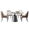 Mesa de Jantar Super Pedra de Cristal Luxo Pedra Moderna Simples Combinação de Mesa e Cadeiras para Casa Mesa Redonda Apartamento Pequeno Mesa Redonda de Micro Pedra de Cristal