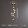 [Castanha d'Água de Gelo] Lustre Longo de Escada Totalmente em Cobre Atmosférico Pós-moderno Luxo Leve Cristal Villa Duplex Corredor Escadaria Luzes