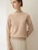 Novo suéter de cashmere outono e inverno para mulheres, suéter de malha gola alta parcial, cor sólida, caimento solto, adequado para o trabalho, blusa básica rosa, grosso