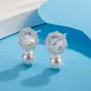 Nuevos Pendientes de Perla con Copo de Nieve de Cristal, Exquisitos y Lujosos, Gama Alta, Pendientes Suaves de Otoño e Invierno, Joyería Versátil para Orejas de Mujer