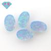 Anillo de piedra desnuda de ópalo sintético con forma de huevo de Huagang Gem, cara de ópalo artificial, fondo plano ovalado FI14