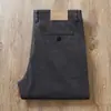 Calças Sociais de Sarja de Cintura Alta para Outono e Inverno Algodão Masculino de Alta Qualidade Lavadas Lixadas Elásticas Largas Retas Casuais