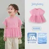 Camisas para Meninas, Camisetas de Verão de Manga Curta para Crianças, Roupas de Verão Azuis Estilo Francês para Crianças, Novas Blusas Estilosas para Bebês 2026