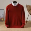 Nuevo suéter de lana 100% pura para otoño e invierno para hombre, cuello redondo, tejido de punto grueso de trenzas, holgado, casual, tejido cálido