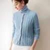 Cardigan de Punto Herbalife 25% Seda de Morera 75% Cachemir para Mujer Cuello Redondo Tejido de Trenza Holgado Prendas de Abrigo para Principios de Otoño Suéter
