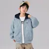 Chaqueta de Cuero para Niños Primavera y Otoño 2026 Nuevo Estilo Ropa de Otoño para Niños Top Mediano y Grande Niños Casual con Capucha Elegante Moderno Genial