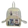 Nova Mochila Transparente Ensino Médio Grande Capacidade Estudante Universitário Bolsa para Dor no Ombro PU Bolsa para Dor na Barra Ombro Feminino