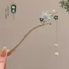 Grampo de Cabelo com Borla Floral, Novo Estilo Chinês, Estilo Antigo, Grampo de Cabelo de Nicho de Alta Qualidade, Grampo de Cabelo de Madeira, Hanfu, Cheongsam, Acessório de Cabelo para Mulheres