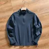 Tecnología Catiónica~Absorbe la humedad y transpirable Corte 3D Otoño/Invierno Nuevo Sudadera con capucha para hombre para exteriores con cuello alto y media cremallera Camiseta de manga larga