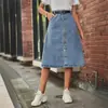 Comércio exterior transfronteiriço europeu e americano deseja Amazon nova saia versátil emagrecedora jeans lavada saia trespassada para mulheres