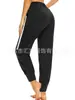 Calça de Corrida Esportiva Feminina Europeia e Americana com Cintura Elástica, Cordão, Listras Brancas Laterais, Calça Fitness de Cor Contrastante, Leggings para Mulheres