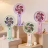 Ventilador de Escritorio para Estudiante con Base, Diseño de Dibujos Animados, Ajustable en Tres Velocidades, Ventilador Portátil Recargable por USB, Logo Personalizable