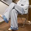 Calças Casuais de Retalhos Xadrez para Homem, Calças Retas Retro Americanas, Calças Esportivas Largas da Moda