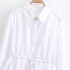 Outono 2025 Nova Moda de Rua Europeia e Americana Transfronteiriça Camisa Feminina com Cordão na Cintura e Mangas Longas W09 11599