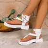 Sandalias Chanclas Romanas de Moda Cómodas con Hebilla de Cinturón, Suela Gruesa, Dedos Separados, Talla Grande, Comercio Exterior, Nuevas de Verano para Mujer