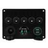 Painel de interruptores modificado para carro de comércio exterior com entrada USB, acendedor de cigarros, voltímetro 12V-24V universal