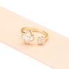 Anillo clásico europeo y americano de trébol de cuatro hojas con incrustaciones de diamantes y baño de oro con apertura ajustable, anillo de concha natural con incrustaciones, anillo para el dedo anular