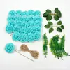 Rosa Popular Artificial de Espuma de Polietileno Transfronterizo con Palo, Accesorios de Hoja de Hierba Acuática, Arreglo Floral DIY, Decoración del Hogar