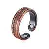Set Popular Transfronterizo de Pulsera y Anillo Magnéticos, Diseño Floral Retro Europeo y Americano, Acabado Cepillado de Cobre Rojo Antiguo, Joyería de Estilo Vintage para Parejas