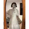 Camiseta Branca de Manga Longa de Alta Qualidade para Mulheres Algodão Puro 2026 Nova Chegada Item Quente Outono Inicial Estilo Solto Preguiçoso Camada Base