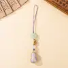 Buena suerte Peanut Fu Lu Lanyard para Teléfono Colgante de Brocado Song Llavero de Bolsillo Trébol de Cuatro Hojas de la Suerte DIY Adorno Colgante de Brocado Song