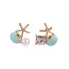 Brincos de Concha de Estrela do Mar Design Assimétrico Moda Casual Pequenos Brincos Doces Brincos Femininos Atacado
