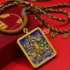 Amarillo Tíbet Dios de la Riqueza Estilo Nuevo Pintado Thangka Tíbet Semimanual Atrae Riqueza Colorido Colgante de Collar Venta al por Mayor
