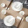 Vajilla de cerámica blanca pura para mesa, plato de buffet de cuatro piezas, cuenco, plato de hueso, vajilla pequeña para restaurante