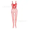 Ropa Sexy de Malla Ribete de Encaje Sexy Tirantes Corte Frontal Hilo con Lazo Jacquard Body de Malla W040