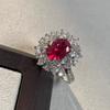 Tiktok mismo estilo venta caliente lujo ligero simulación Turmalina roja anillo ajustable femenino ins moderno Rubí anillo abierto
