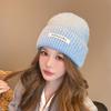 Gorro de lana de estilo japonés para mujer, combinable con todo, para otoño e invierno, con cara blanca, protección para las orejas pequeñas, gorro de punto de estilo coreano con cabeza grande.