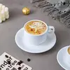 Juego Sencillo de Taza y Platillo de Cerámica Blanca Pura para Café, Suministros para Cafetería, Oficina, Negocios, Hotel, Restaurante, Tazas de Té