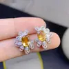 Venta al por mayor de fábrica Populares Pendientes de Citrino Natural Plata S925 Incrustado Piedra Principal 6X8 Venta Caliente Europeo y Americano Dropshipping
