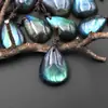 Atacado Transfronteiriço Pingente de Pedra Bruta de Cristal Natural Labradorita Pedra da Lua Azul Pingente para Colar DIY Corrente de Suéter