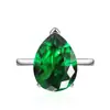 Anillo Vivo de Gota de Agua en Polvo de Joyería Caibao Transfronterizo Anillo Abierto de Esmeralda en Forma de Pera Anillo para Dedos de Dieta Ajustable en Vivo