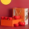 Set de Regalo de Cerámica Ruyi de Caqui para Té Kung Fu Caja de Regalo Set Tarro de Té de Caqui Tarro Sellado para Almacenamiento de Té Regalo Creativo Hecho a Mano
