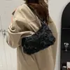 Bolso de Banquete para Mujer de Malla Rosa Nueva Moda Bolso de Axila Pequeño Fresco Simple Bolso de Hombro Bolso de Mano con Flores