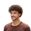 Novo produto de comércio exterior: Peruca preta sintética masculina de cabelo natural curto e cacheado, cachos pequenos romanos, atacado