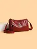 Nova Bolsa Feminina de Couro Macio, Bolsa Simples de Couro Lavado para Mães de Meia-Idade e Idosas, Grande Capacidade, Bolsa de Ombro Transversal Multicamadas