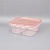 Caja de embalaje desechable de yogur frito de corte grueso, pequeña caja de plástico roja cuadrada transparente de cuatro compartimentos para llevar fruta especial