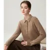 Kang Sai Ni Suéter de Gola Polo 100% Caxemira Pura Feminino Outono Inverno Pulôver Camada Base de Temperamento Malha de Manga Longa Solta